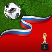Bild zum FiFA World-Cup mit Fußball und Pokal